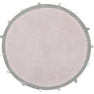 Lorena Canals Bio koberec kusový, ručně tkaný Bubbly Soft šedá, růžová 120x120 (průměr) kruh