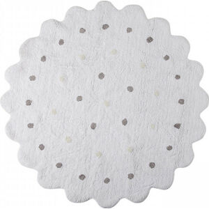 Lorena Canals Pro zvířata: Pratelný koberec Little Biscuit bílá, šedá 140x140 kytka