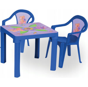 3toysm Dětský plastový stoleček s židlemi modrý DS3T0883