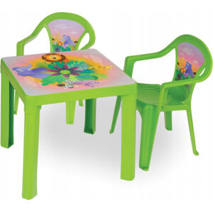 3toysm Dětský plastový stoleček s židlemi zelený DS3T0884